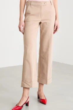 Pantalone con risvolto - Cammello