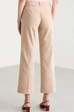 Pantalone con risvolto - Cammello