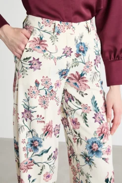 Pantalone con stampa floreale - Bianco Rosa Azzurro