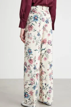 Pantalone con stampa floreale - Bianco Rosa Azzurro
