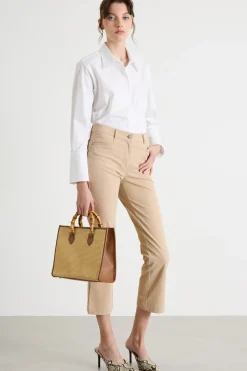 Pantalone crop aderente - Beige