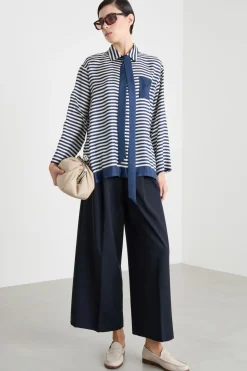 Pantalone crop ampio - Blu