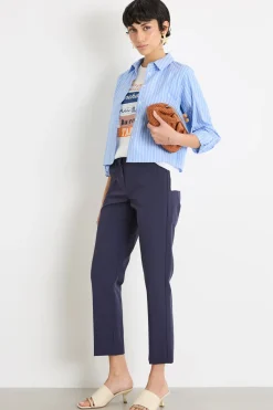 Pantalone crop - Blu