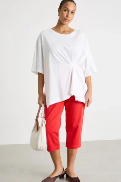 Pantalone crop con spacchi - Rosso