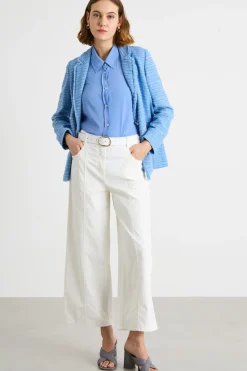 Pantalone crop con tasche - Bianco