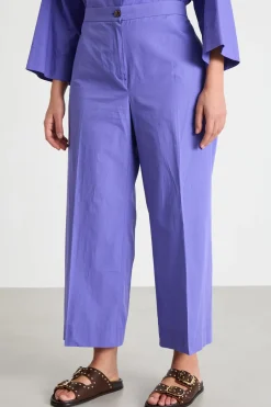 Pantalone crop e ampio con vita elasticizzata - Viola
