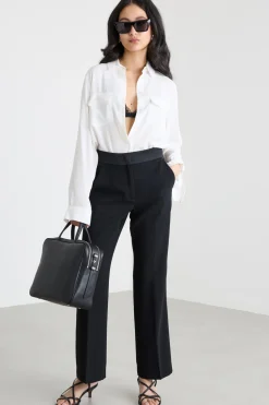 Pantalone crop in crepe tecnico - Nero