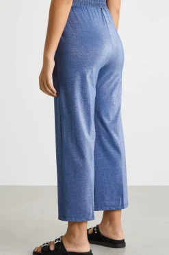 Pantalone crop in jersey - Blu
