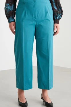 Pantalone crop in popeline - Azzurro