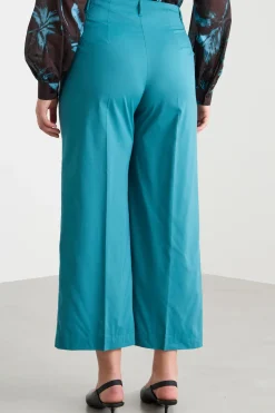 Pantalone crop in popeline - Azzurro