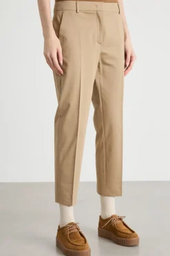 Pantalone crop in raso stretch - Cammello