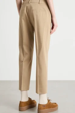 Pantalone crop in raso stretch - Cammello