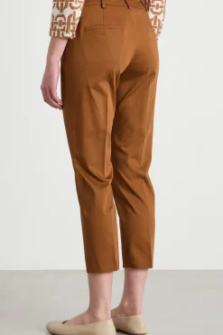 Pantalone crop in raso stretch - Marrone
