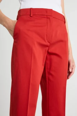 Pantalone crop in raso stretch - Rosso