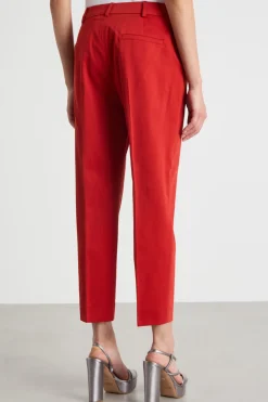Pantalone crop in raso stretch - Rosso