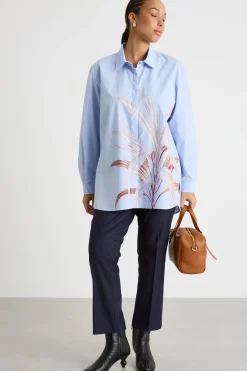 Pantalone crop in saglia - Blu