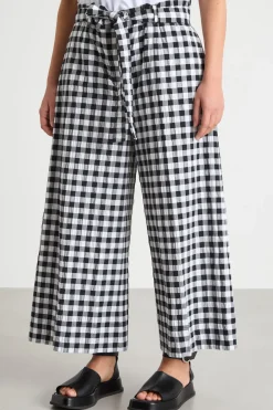 Pantalone crop in seersucker - Nero Bianco