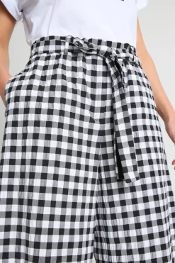 Pantalone crop in seersucker - Nero Bianco