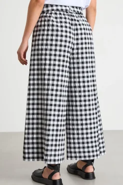 Pantalone crop in seersucker - Nero Bianco
