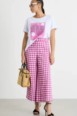 Pantalone crop in seersucker - Rosa Bianco