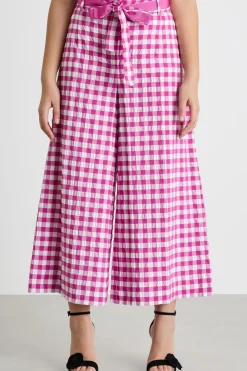 Pantalone crop in seersucker - Rosa Bianco