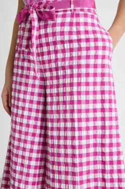 Pantalone crop in seersucker - Rosa Bianco