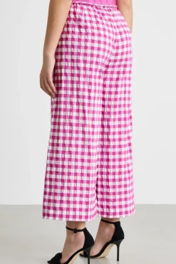 Pantalone crop in seersucker - Rosa Bianco