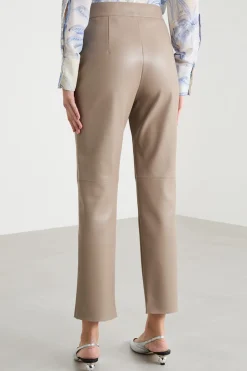 Pantalone crop in tessuto spalmato - Cammello