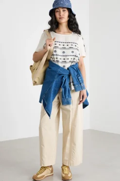 Pantalone cropped ampio - Beige