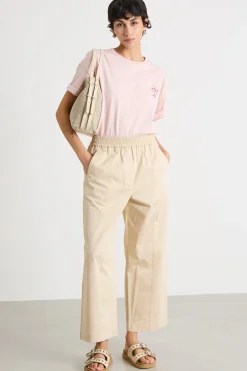 Pantalone cropped ampio - Beige