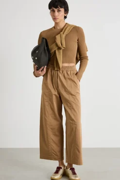 Pantalone cropped ampio - Cammello