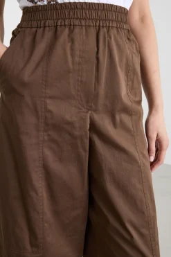 Pantalone cropped ampio - Marrone