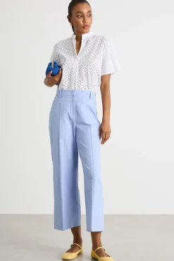 Pantalone cropped in tela - Azzurro