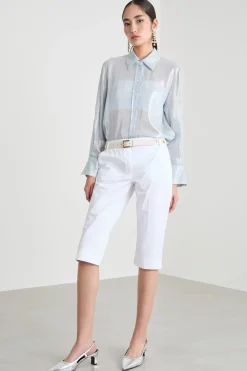 Pantalone cropped semi-aderente - Bianco
