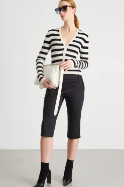 Pantalone cropped semi-aderente - Nero