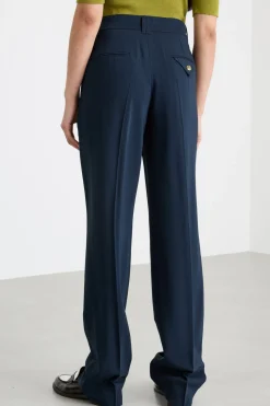 Pantalone dritto con alamari - Blu
