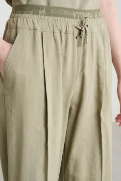 Pantalone dritto con coulisse - Verde