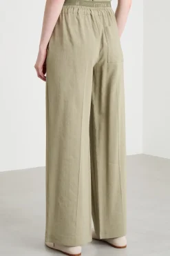 Pantalone dritto con coulisse - Verde