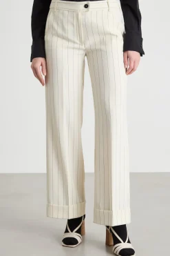 Pantalone dritto con risvolto - Bianco Nero