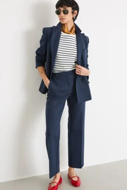 Pantalone dritto cropped alla caviglia - Blu