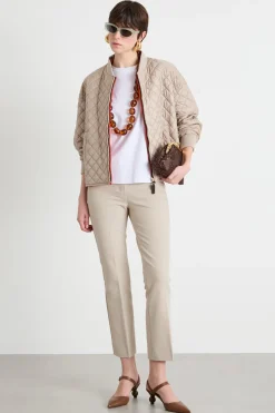 Pantalone dritto cropped - Beige