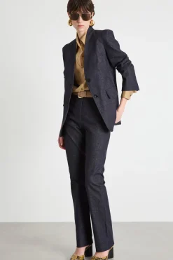 Pantalone dritto effetto jeans - Blu