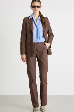 Pantalone dritto effetto jeans - Marrone