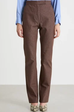 Pantalone dritto effetto jeans - Marrone