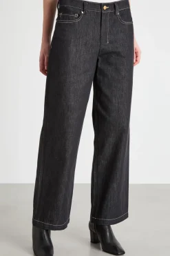Pantalone dritto effetto jeans - Nero