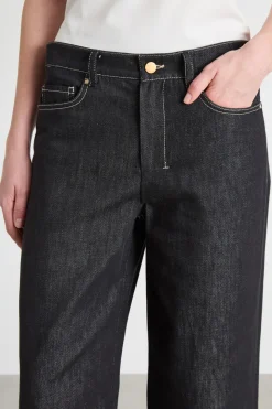 Pantalone dritto effetto jeans - Nero