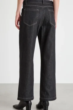 Pantalone dritto effetto jeans - Nero