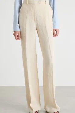 Pantalone dritto in batavia - Beige