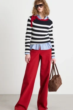 Pantalone dritto in drill - Rosso