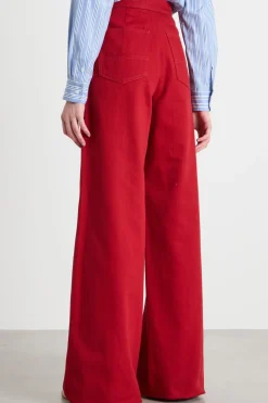 Pantalone dritto in drill - Rosso